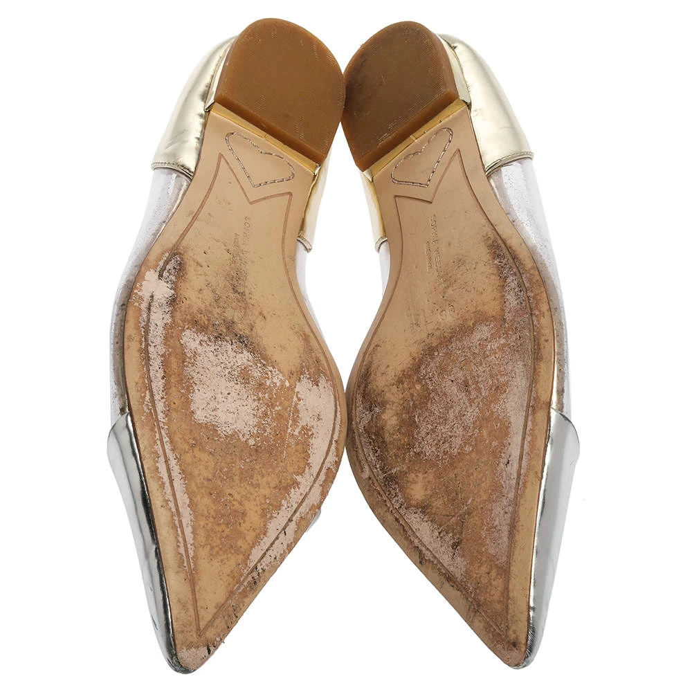 Sophia Webster Silver/Gold Leather And PVC Daria Flats Size 38 For Women - Image 6