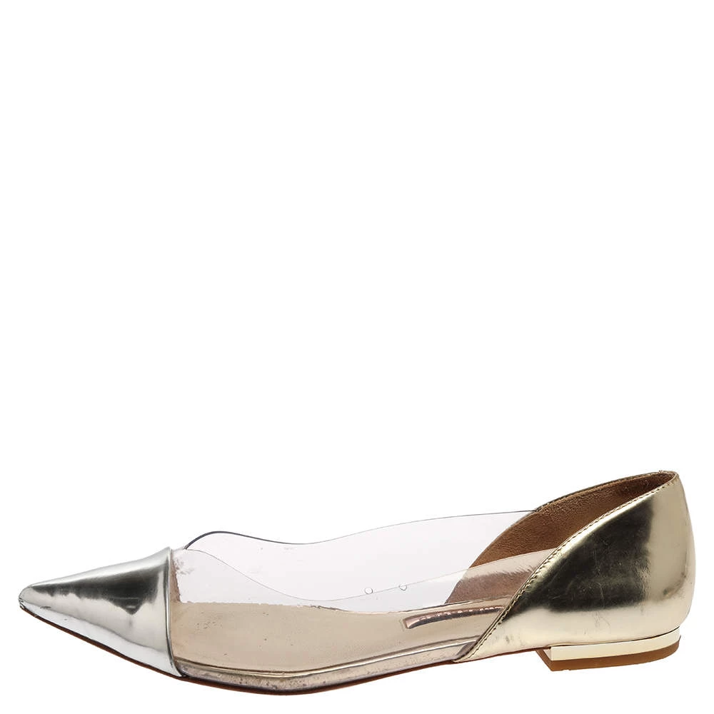 Sophia Webster Silver/Gold Leather And PVC Daria Flats Size 38 For Women - Image 2