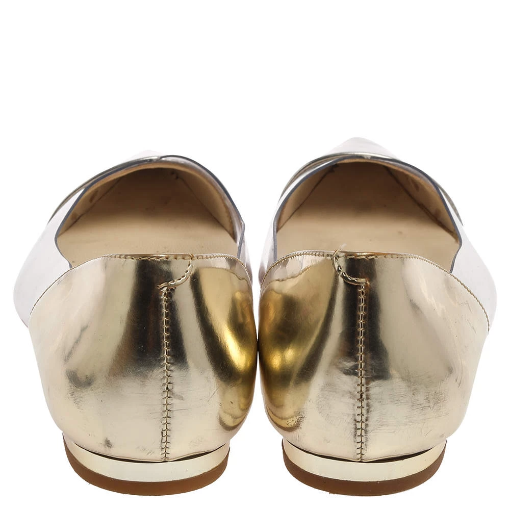 Sophia Webster Silver/Gold Leather And PVC Daria Flats Size 38 For Women - Image 5