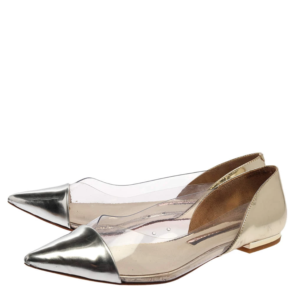 Sophia Webster Silver/Gold Leather And PVC Daria Flats Size 38 For Women - Image 4