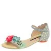 Sophia Webster Multicolor Floral Leather Lilico Ankle Strap Flat Sandals Size 37 For Women