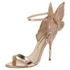 Sophia Webster Metallic Rose Gold Leather Chiara Butterfly Ankle Cuff Sandals Size 37 For Women