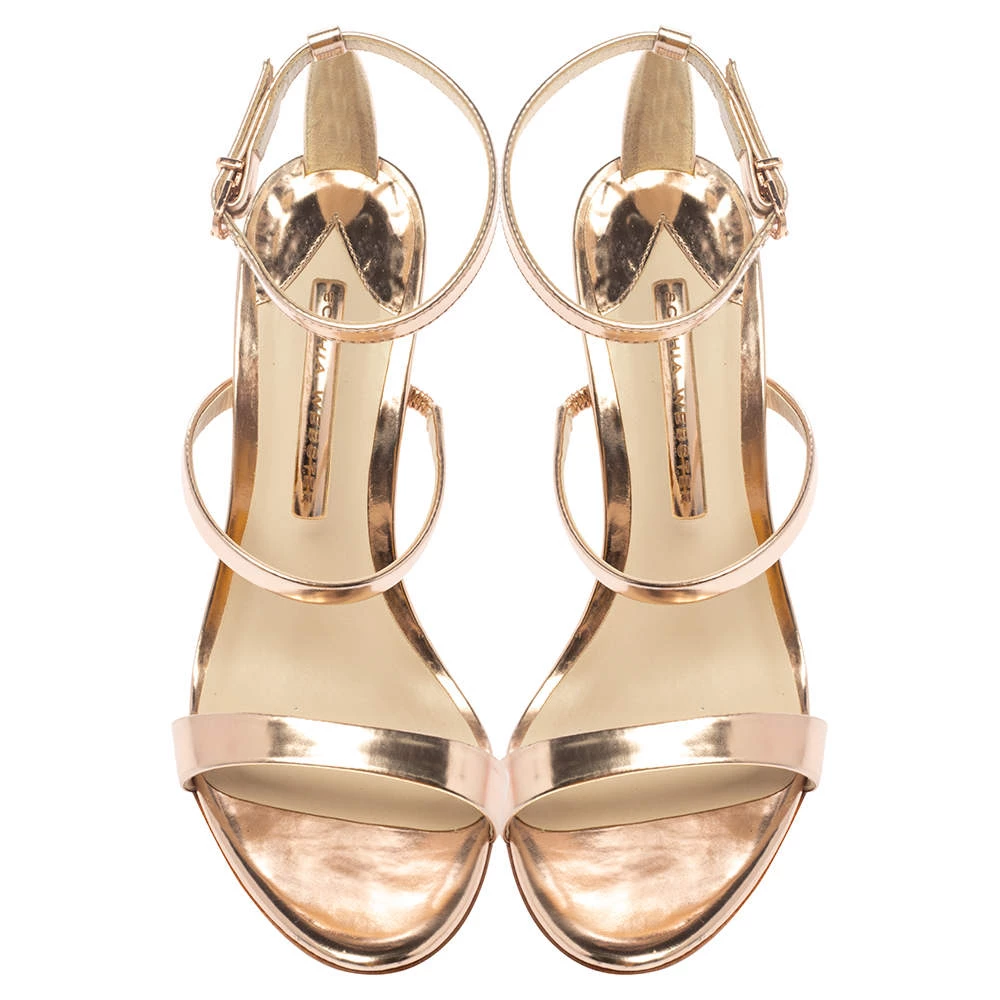 Sophia Webster Rose Gold Leather Rosalind Crystal Heel Sandals Size 39 For Women - Image 3