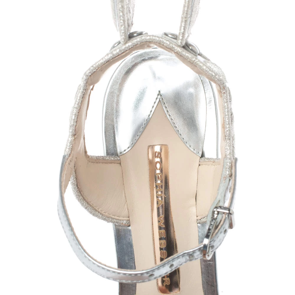 Sophia Webster Silver Leather Chiara Embroidery Sandals Size 38 For Women - Image 7