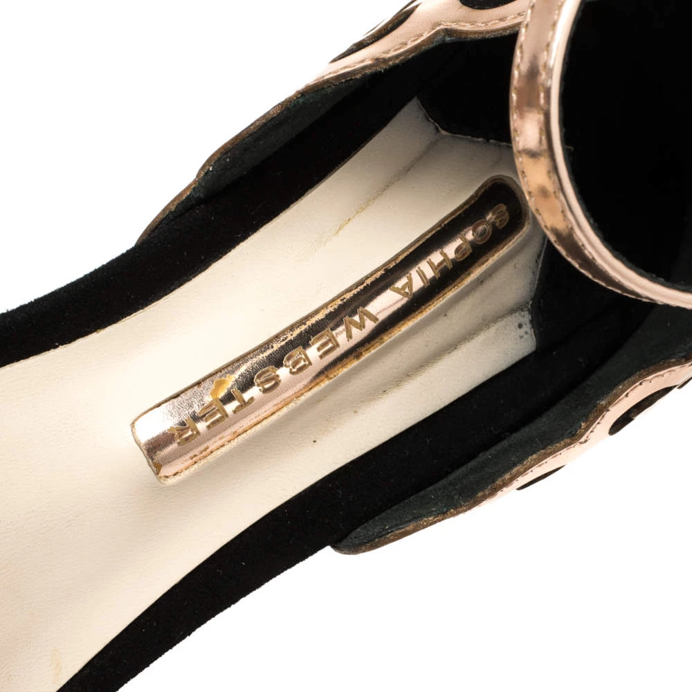 Sophia Webster Black/Rose Gold Suede And Leather Evangeline Open Toe Sandals Size 39 For Women - Image 7