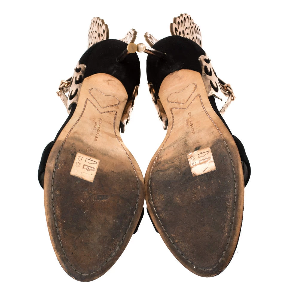 Sophia Webster Black/Rose Gold Suede And Leather Evangeline Open Toe Sandals Size 39 For Women - Image 6