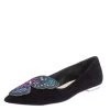 Sophia Webster Black Suede Bibi Butterfly Pointed Toe Ballet Flats Size 37 For Women