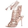 Sophia Webster Metallic Rose Gold Leather Peep Toe Cage Sandals Size 36 For Women