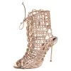 Sophia Webster Metallic Rose Gold Leather Delphine Peep Toe Cage Sandals Size 36 For Women