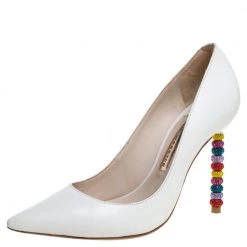 Sophia Webster White Leather Coco Crystal Embellished Heel Pointed Toe Pumps Size 36 For Women