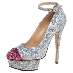 Sophia Webster Multicolor Glitter Kiss Me Dolores! Ankle Strap Platform Pumps Size 38.5 For Women