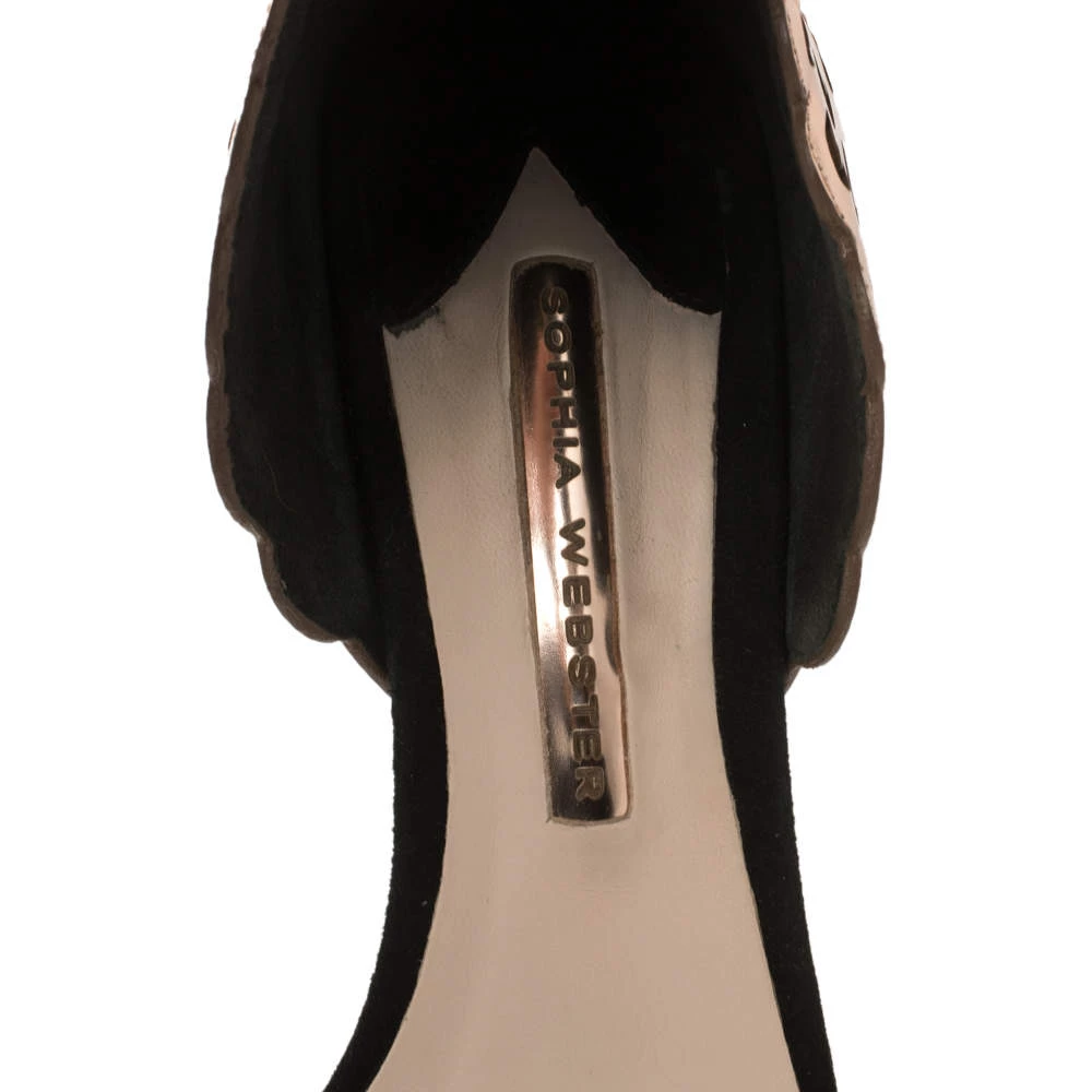 Sophia Webster Black/Rose Gold Suede And Leather Evangeline Open Toe Sandals Size 40 For Women - Image 7