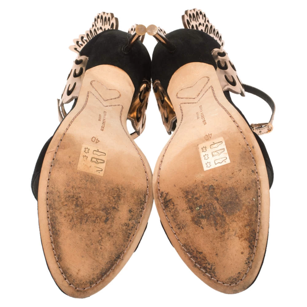 Sophia Webster Black/Rose Gold Suede And Leather Evangeline Open Toe Sandals Size 40 For Women - Image 6