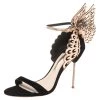 Sophia Webster Black/Rose Gold Suede And Leather Evangeline Open Toe Sandals Size 40 For Women