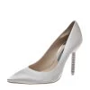 Sophia Webster White Ivory Satin Coco Crystal Embellished Heel Pumps Size 40 For Women