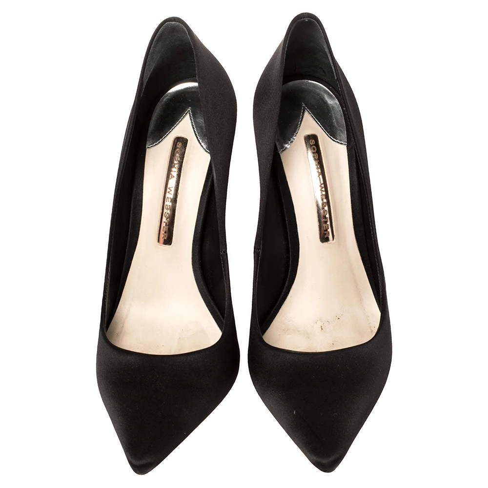 Sophia Webster Black Satin Crystal Embellished Coco Pumps Size 39.5 For Women - Image 3