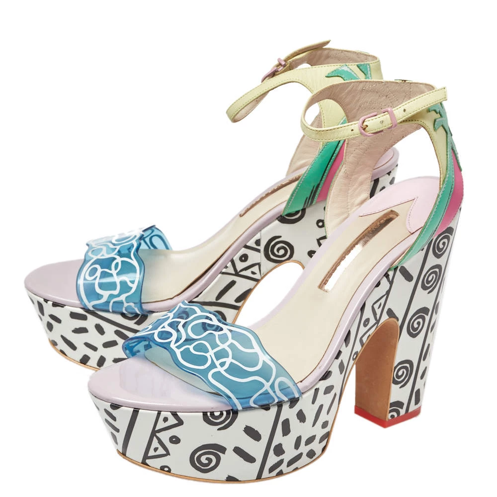Sophia Webster Multicolor Leather And PVC Jade Malibu Platform Sandals Size 40 For Women - Image 4