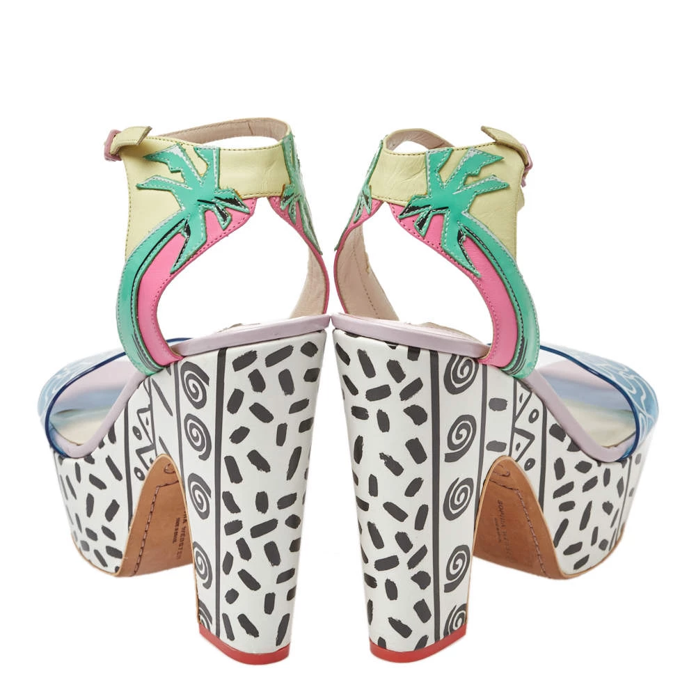 Sophia Webster Multicolor Leather And PVC Jade Malibu Platform Sandals Size 40 For Women - Image 5
