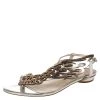Sophia Webster Metallic Bronze And Silver Leather Seraphina Angel Wing Flat Sandals Size 40 For Women