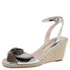 Sophia Webster Silver Patent Leather Soleil Lucita Espadrille-Wedge Sandals Size 40 For Women