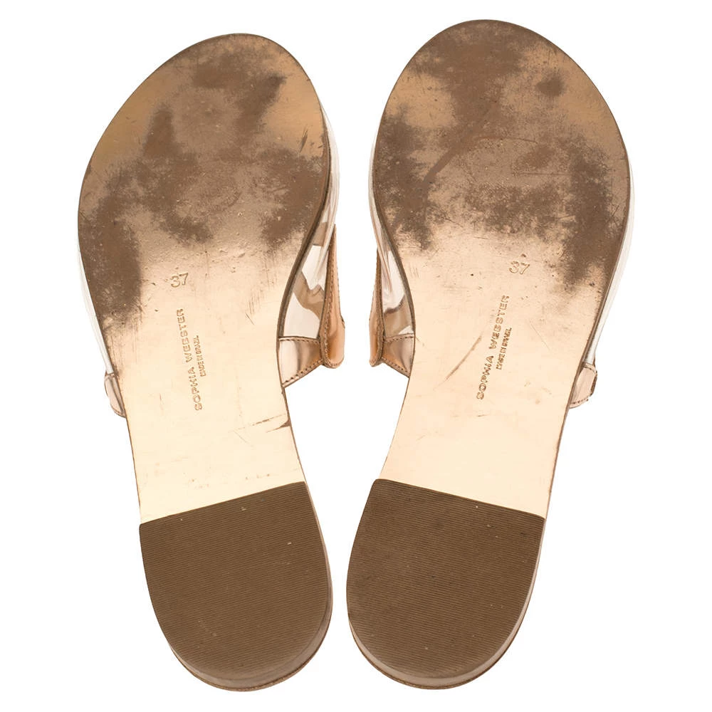 Sophia Webster Metallic Rose Gold Leather And PVC Madame Butterfly Flat Slides Size 37 For Women - Image 6