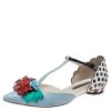 Sophia Webster Blue Leather Nina T- Strap Flat Sandals Size 39.5 For Women