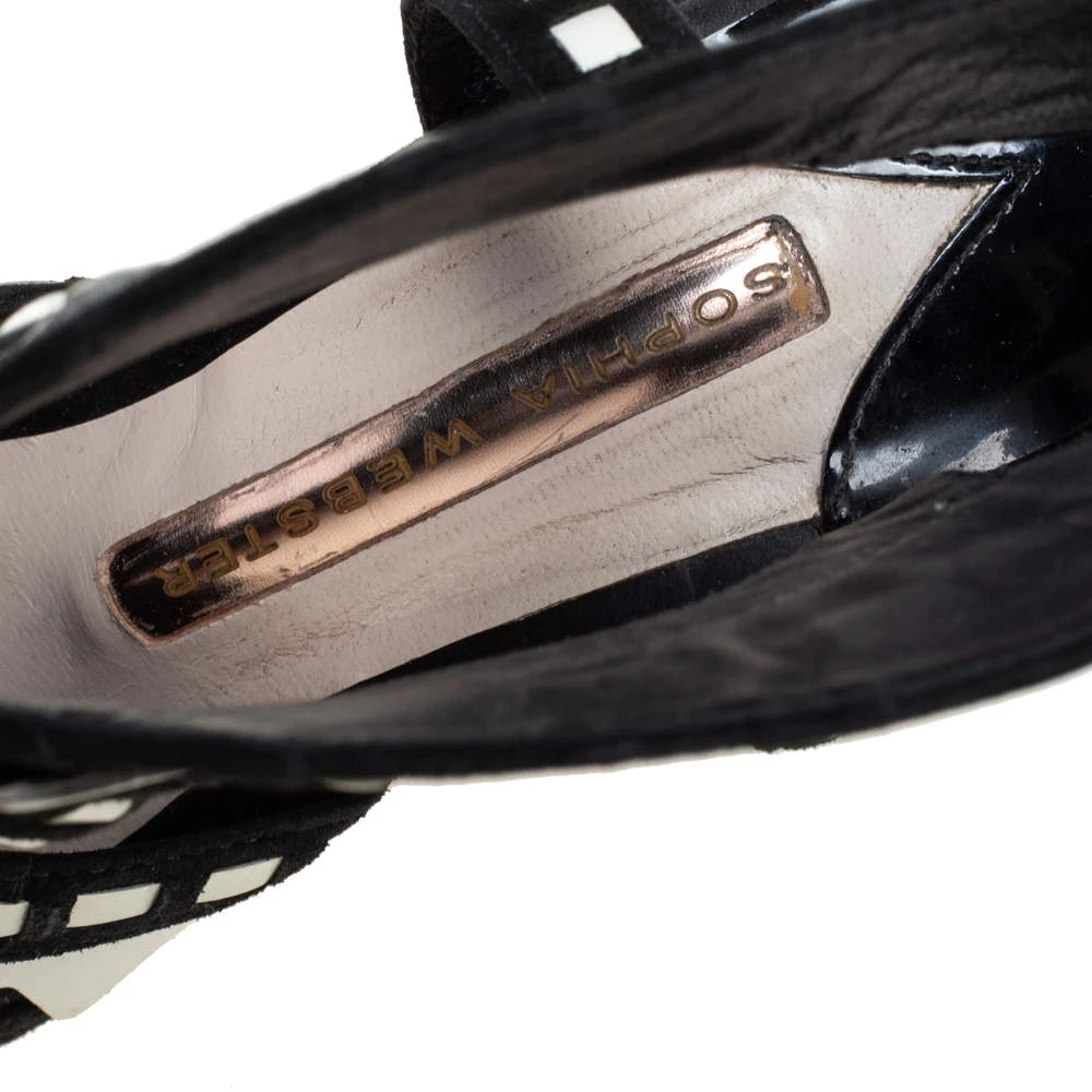 Sophia Webster Black/White Suede And Patent Leather Riko Cut Out Sandals Size 38 For Women - Image 7