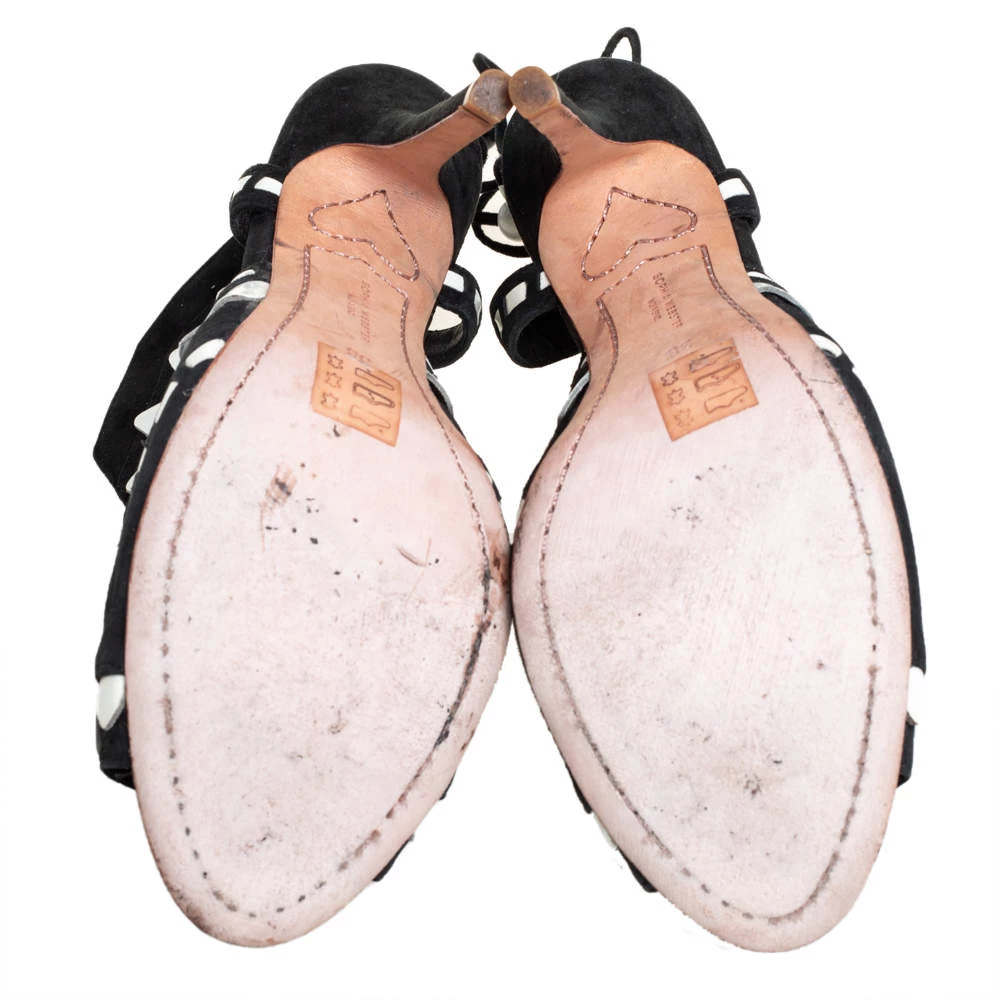 Sophia Webster Black/White Suede And Patent Leather Riko Cut Out Sandals Size 38 For Women - Image 6