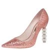 Sophia Webster Pink Glitter Coco Crystal Embellished Major Pointed Toe Pumps Size 38 For Women