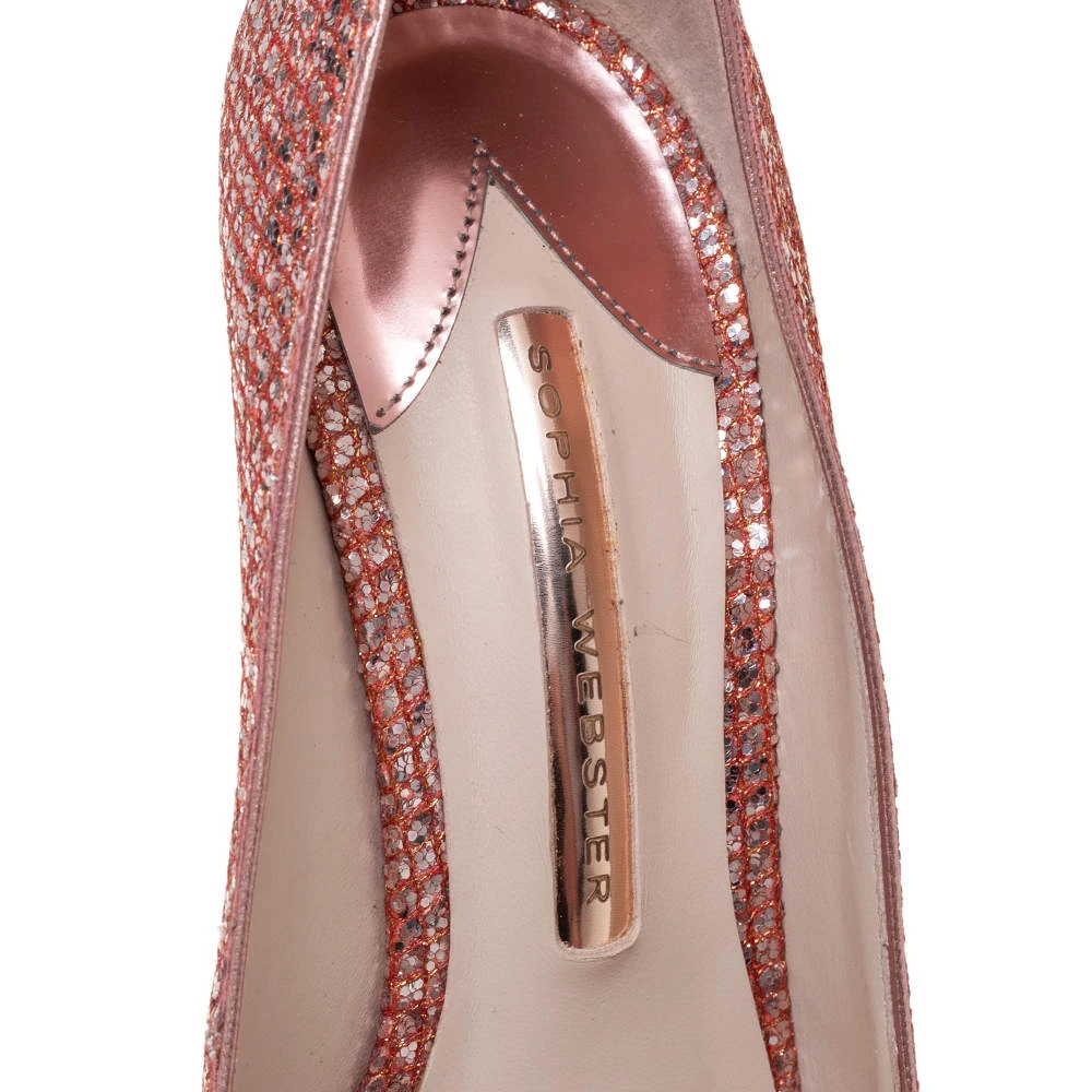 Sophia Webster Pink Glitter Coco Crystal Embellished Major Pointed Toe Pumps Size 38 For Women - Image 7