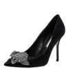 Sophia Webster Black Satin Lilico Crystal Embellished Pumps Size 38.5 For Women