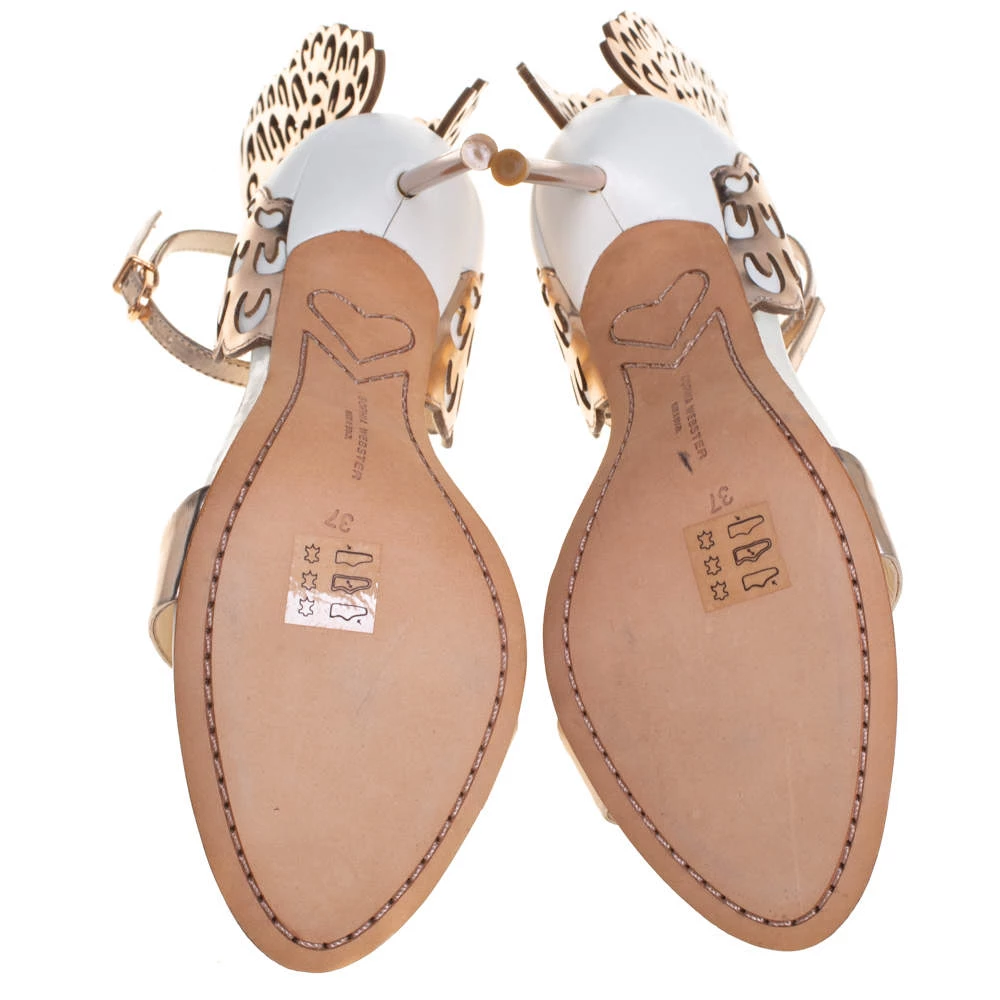 Sophia Webster Gold Patent Leather Evangeline Sandals Size 37 For Women - Image 6