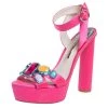 Sophia Webster Pink Satin Amanda Crystal Embellished Platform Ankle Strap Sandals Size 40 For Women