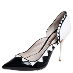 Sophia Webster Black/White Patent Leather And Leather D'orsay Pumps Size 40 For Women