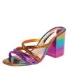 Sophia Webster Multicolor Python Embossed Leather Block Heel Slide Sandals Size 37.5 For Women