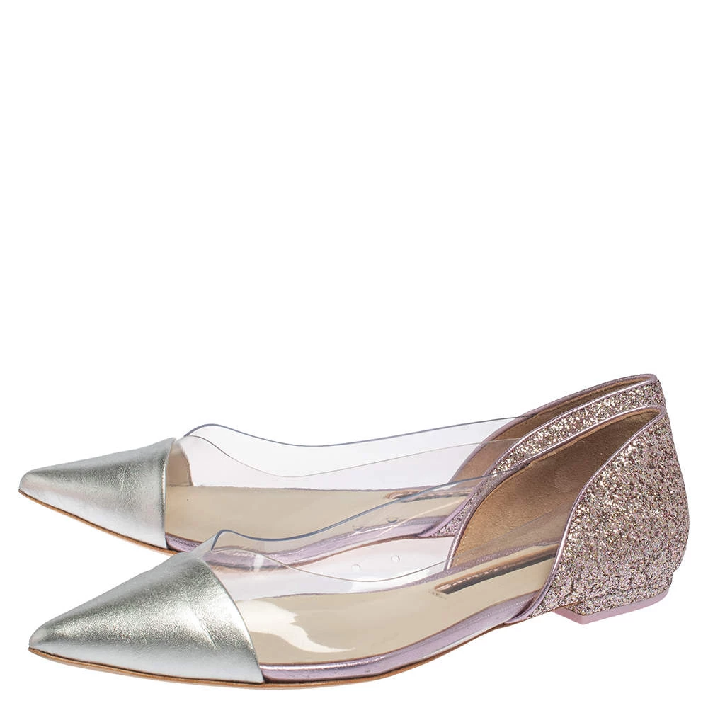 Sophia Webster Silver Leather And PVC Daria Ballerina Flats Size 38 For Women - Image 4