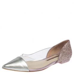 Sophia Webster Silver Leather And PVC Daria Ballerina Flats Size 38 For Women