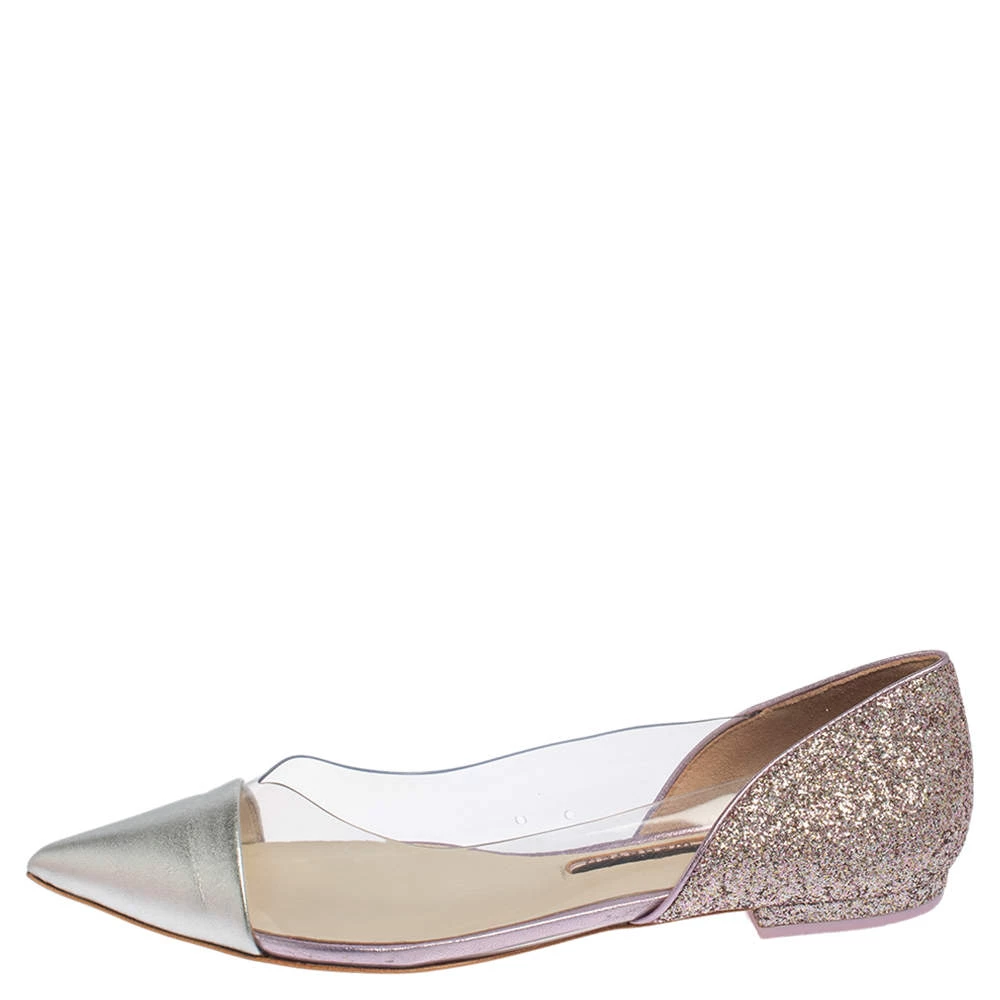 Sophia Webster Silver Leather And PVC Daria Ballerina Flats Size 38 For Women - Image 2