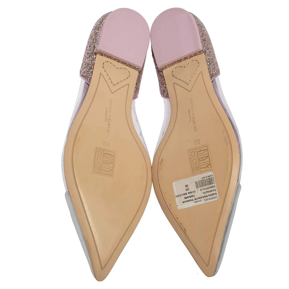 Sophia Webster Silver Leather And PVC Daria Ballerina Flats Size 38 For Women - Image 6