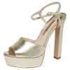 Sophia Webster Gold Leather Natalia Platform Ankle Strap Sandals Size 40 For Women