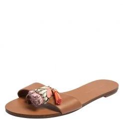Sophia Webster Brown Leather Jada Tassel Flats Size 37 For Women