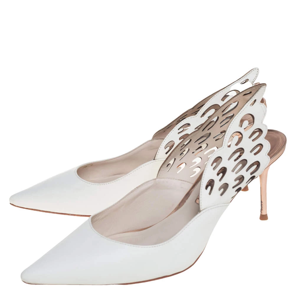 Sophia Webster White Leather Angel Wing Slingback Mules Size 39 For Women - Image 4