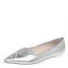 Sophia Webster Silver Leather Bibi Butterfly Ballet Flats Size 39.5 For Women