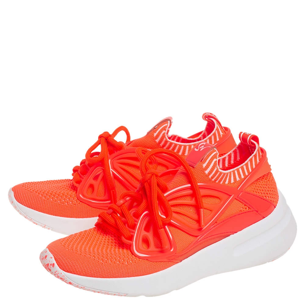 Sophia Webster Orange Knit Fabric Fly By Low Top Sneakers Size 40 For Women - Image 4