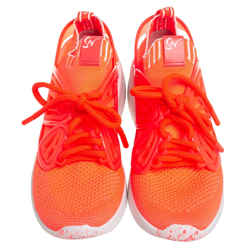 Sophia Webster Orange Knit Fabric Fly By Low Top Sneakers Size 40 For Women - Image 3