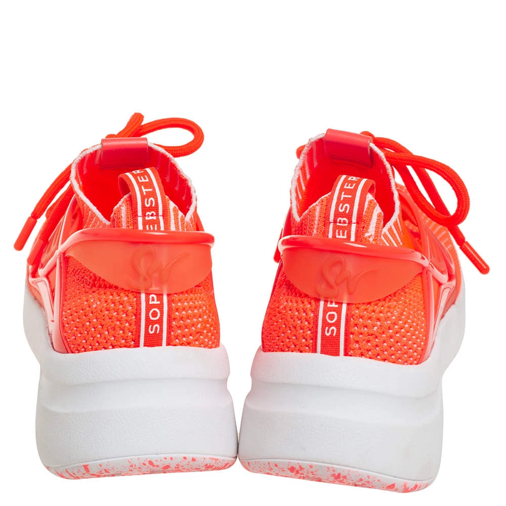 Sophia Webster Orange Knit Fabric Fly By Low Top Sneakers Size 40 For Women - Image 5