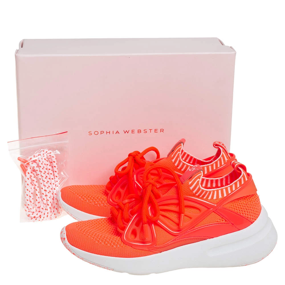 Sophia Webster Orange Knit Fabric Fly By Low Top Sneakers Size 40 For Women - Image 8
