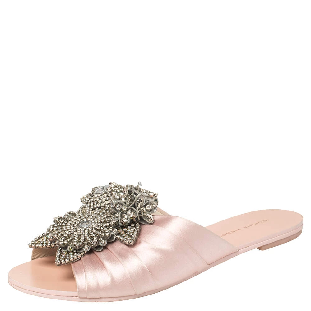 Sophia Webster Pink Satin Lilico Flats Size 37.5 For Women