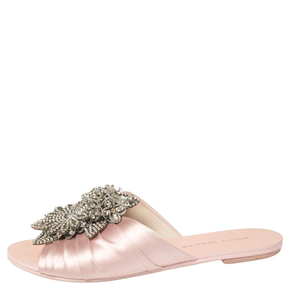 Sophia Webster Pink Satin Lilico Flats Size 37.5 For Women - Image 2
