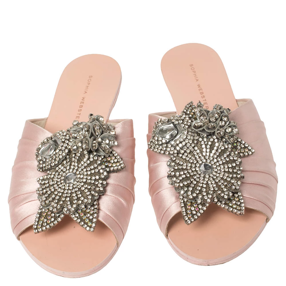 Sophia Webster Pink Satin Lilico Flats Size 37.5 For Women - Image 3